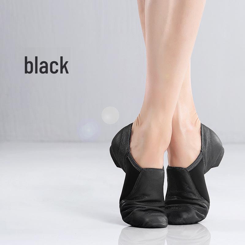 

Женские туфли для танцев из натуральной кожи с мягкой подошвой - для джаза, балета, практики, формирования тела, на низком каблуке. 42 чёрный