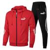 Tuta da Ginnastica da Uomo Primavera Autunno Casual Set 2 Pezzi Felpa con Zip e Stampa Pantaloni Jogger