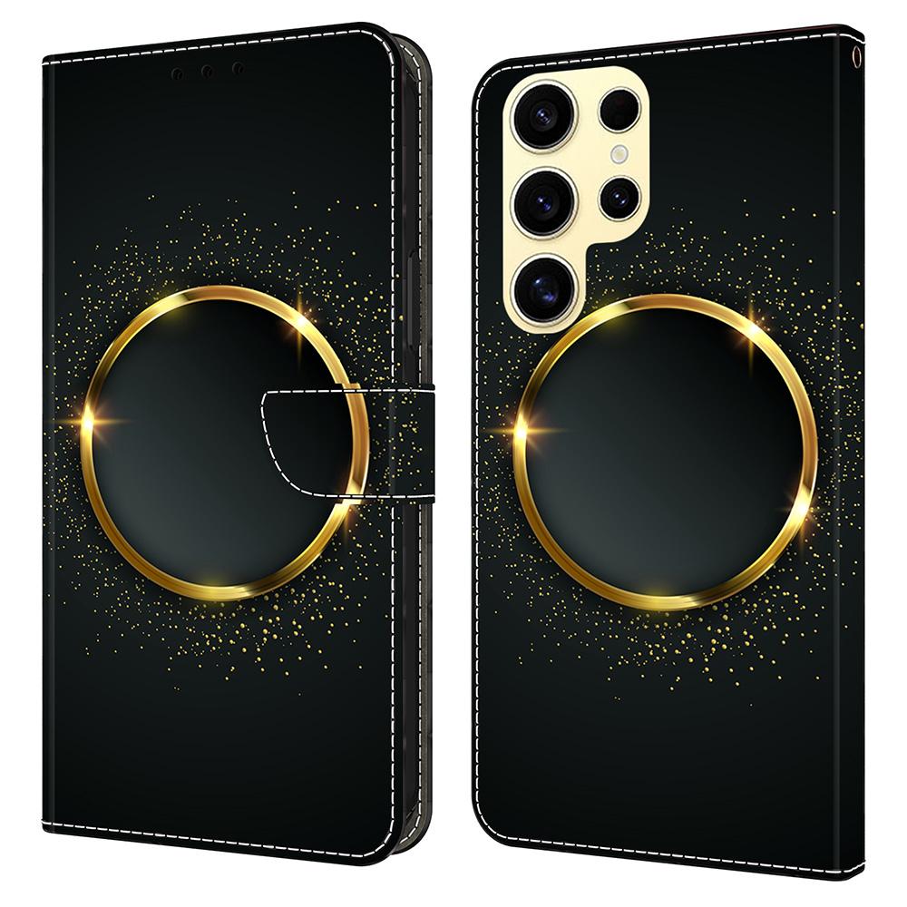 

Для Samsung Galaxy S25 Ultra чехол-кошелек из искусственной кожи с подставкой Gold Ring