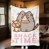 1ks Pusheen Tématická deka z flanelu se svačinkovým designem - 3D tištěná měkká teplá, lehká přikrývka pro všechna roční období pro kempování, cestování, postel -080735