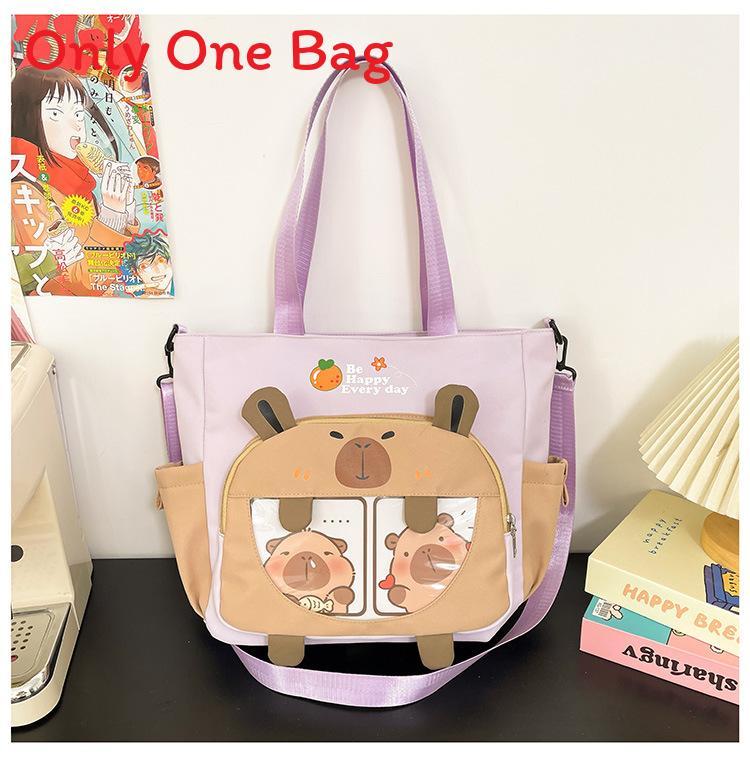 Cartoon Student Tote Bag With Large Capacity And Colorful Contrast For Daily Use