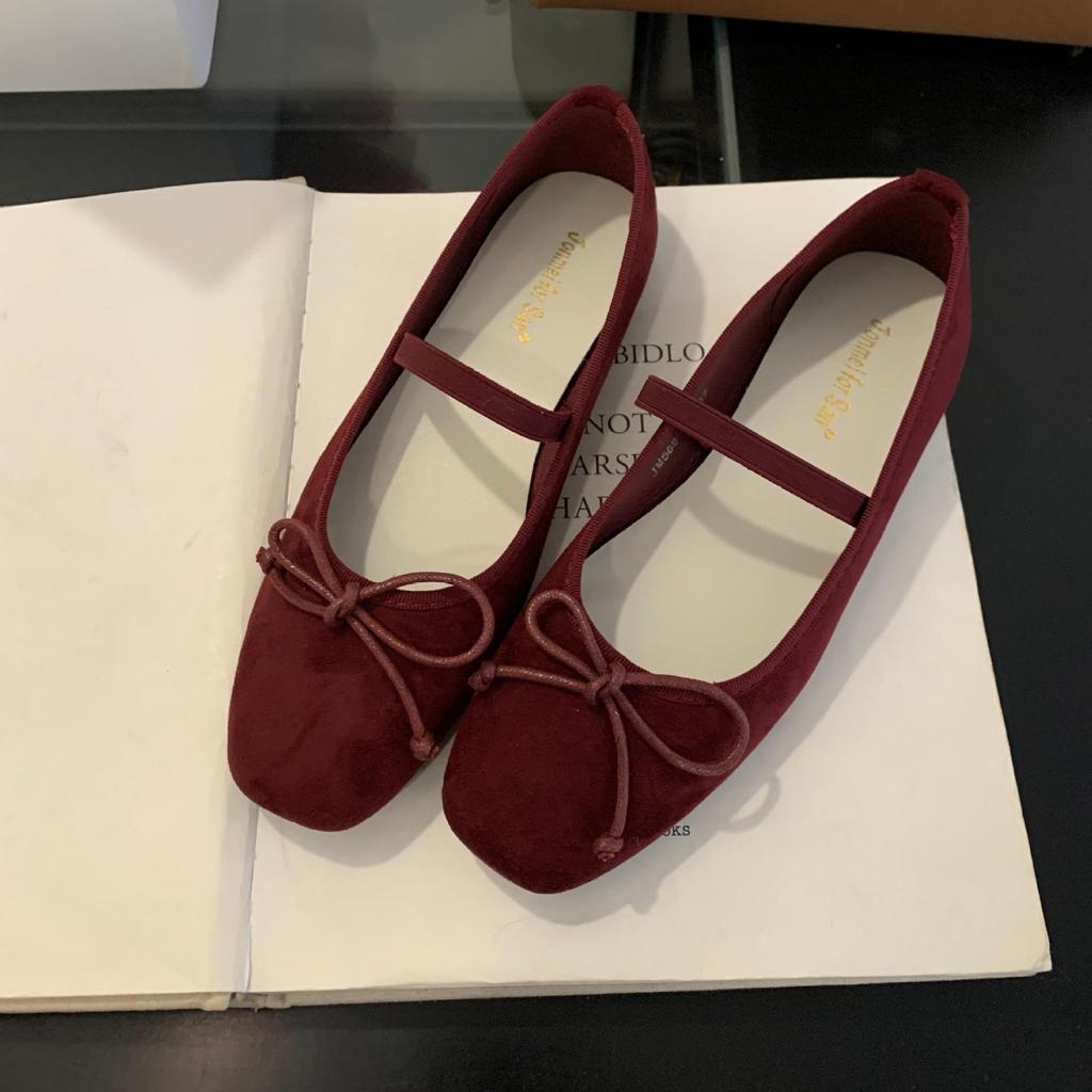 Mode Weiche Samt Fliege Ballerinas Frau Flats Niedrige Absätze Mary Janes Elastisches Band Slipper Loafers Damen Braut Hochzeit Ballerinas