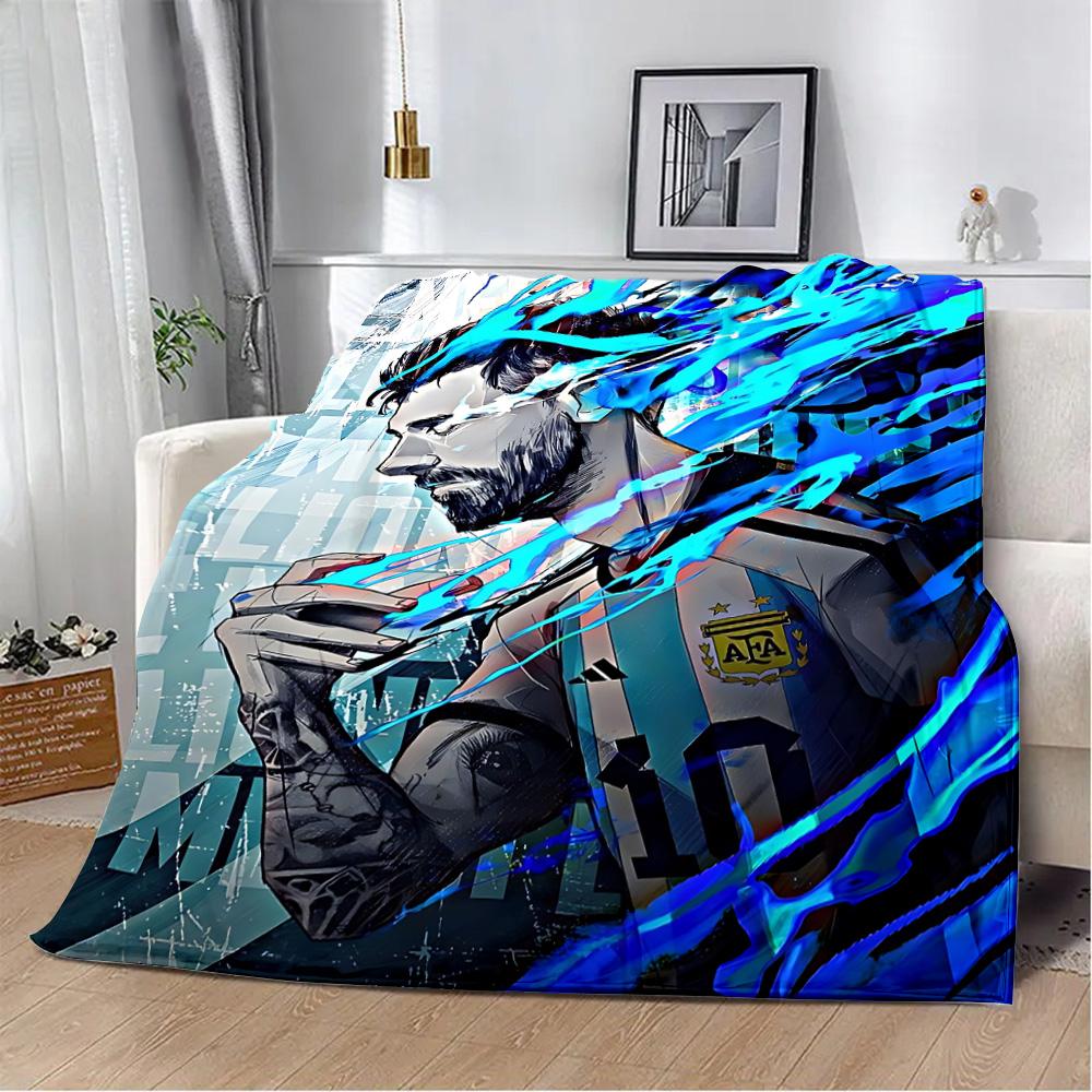Football Star Printed Blanket Picnic Blankets Warm Blanket Soft and M-messis Comfortable Blanket Home Travel Birthday Gift