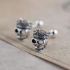S925 Silver Retro Men's and Women's Crown Skull Creative Design Earrings