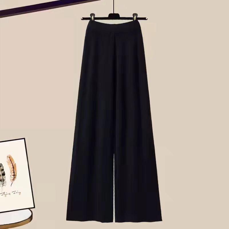 2025 Autumn/Winter High Neck Knit Sweater & Wide-Leg Pant Set
