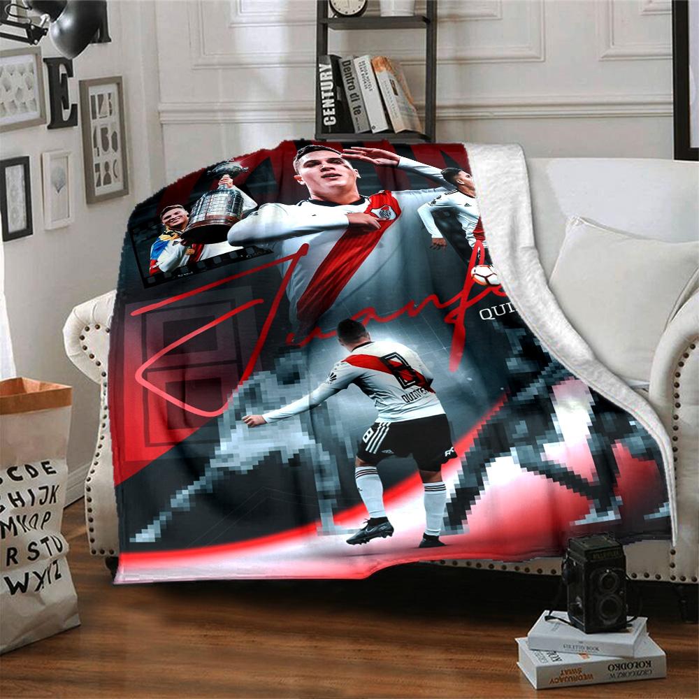 River Plate Juanfer Quintero Football Star Print Fleece Blanket Soft Cozy Throw Blanket for Sofa Couch Bed Soccer Fan Home Decor