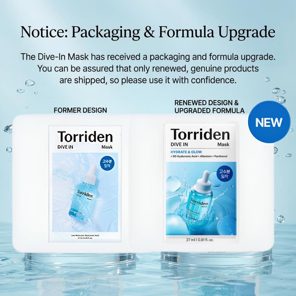 Torriden Dive-In Low Molecular Hyaluronic Acid Mask Hydrating Sheet Mask 27ml x 10 Sheets