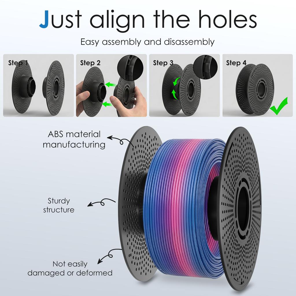 2 pièces de bobine de filament 3D réutilisable détachable, bobine creuse haute résistance et haute température pour PLA, PETG, ABS pour P1S/P1P/A1/A1 Mi