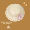 Flowers Pearl Straw Hat Women's Sweet and Versatile Hepburn Style Top Hat Summer Sun Shaving Hat