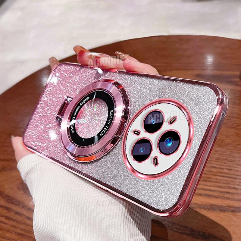 

Realme14pro Роскошный блестящий держатель с силиконовым чехлом для Oppo Realme 14 Pro Plus 14pro Противоударный защитный чехол-подставка Realme 14 Pro Plus