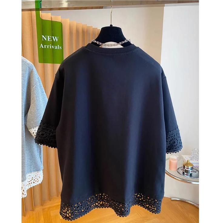 Summer Fake Two-piece Lace Splicing Short-sleeved T-shirt Women's Fashionable Niche Versatile Clothes