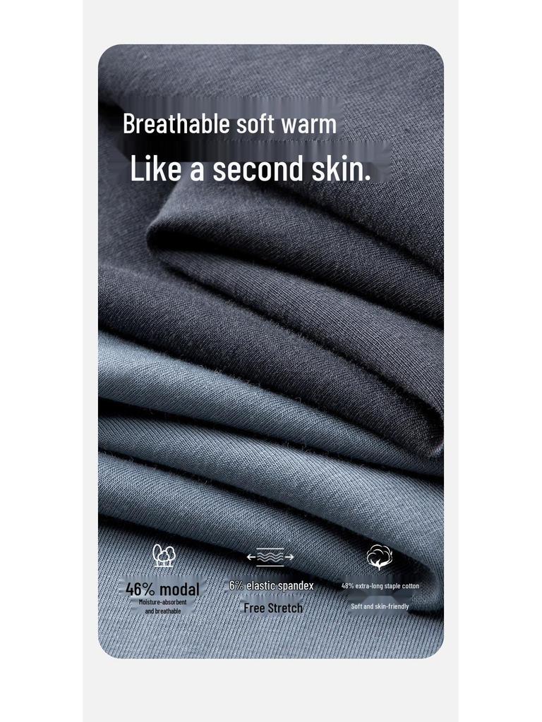 2025 Autumn Winter Cotton-Modal Couple's Warm Underwear Set