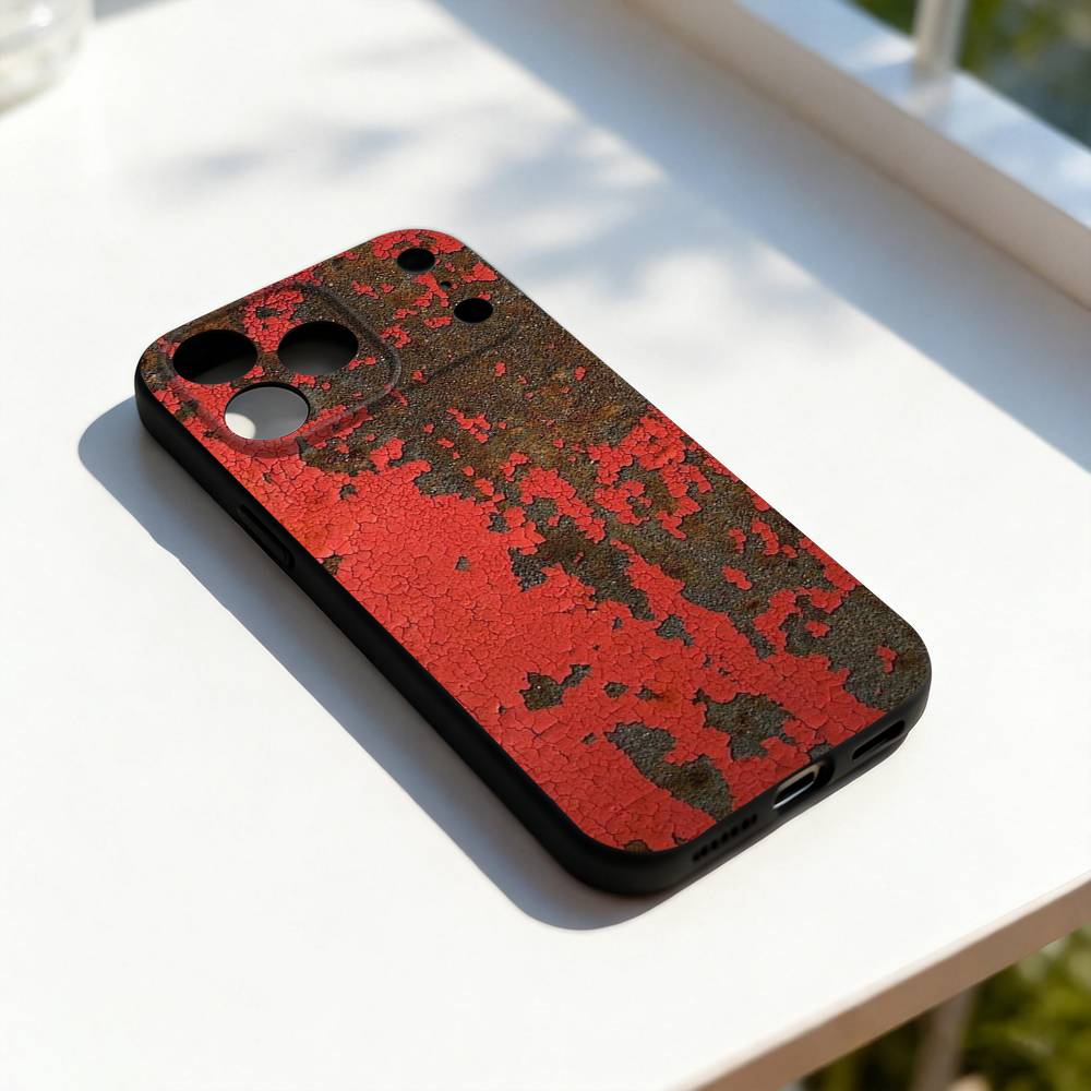 

R-Retro Industrial R-Rusty Phone Case For iPhone 11,12,13,14,15,16,17,Pro,Max,Plus,E,SE4,Air,Mini Black Soft Cover iPhone14Plus