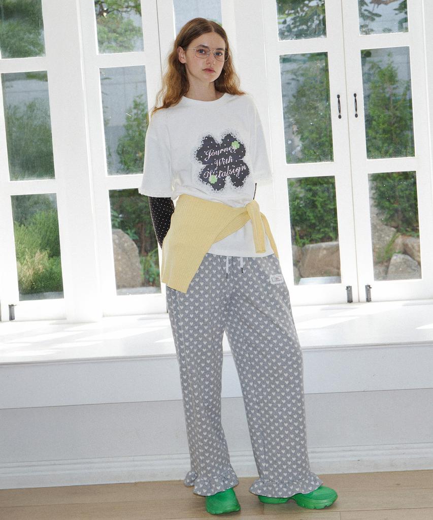 Baitalssain Lovely Heart Frill Pants (2C) (Gray)