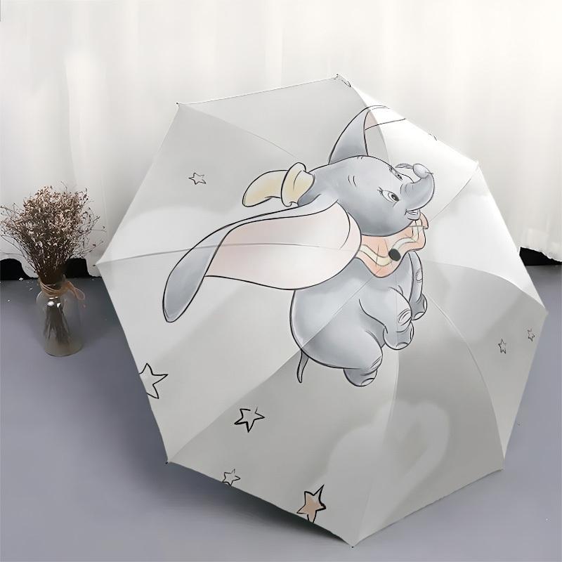 Dumbo "Motivation" Themed Automatic Opening and Closing Umbrella, Brightly Colored 8-rib Portable Umbrella, Suitable for Men and Women, A Perfect Gift