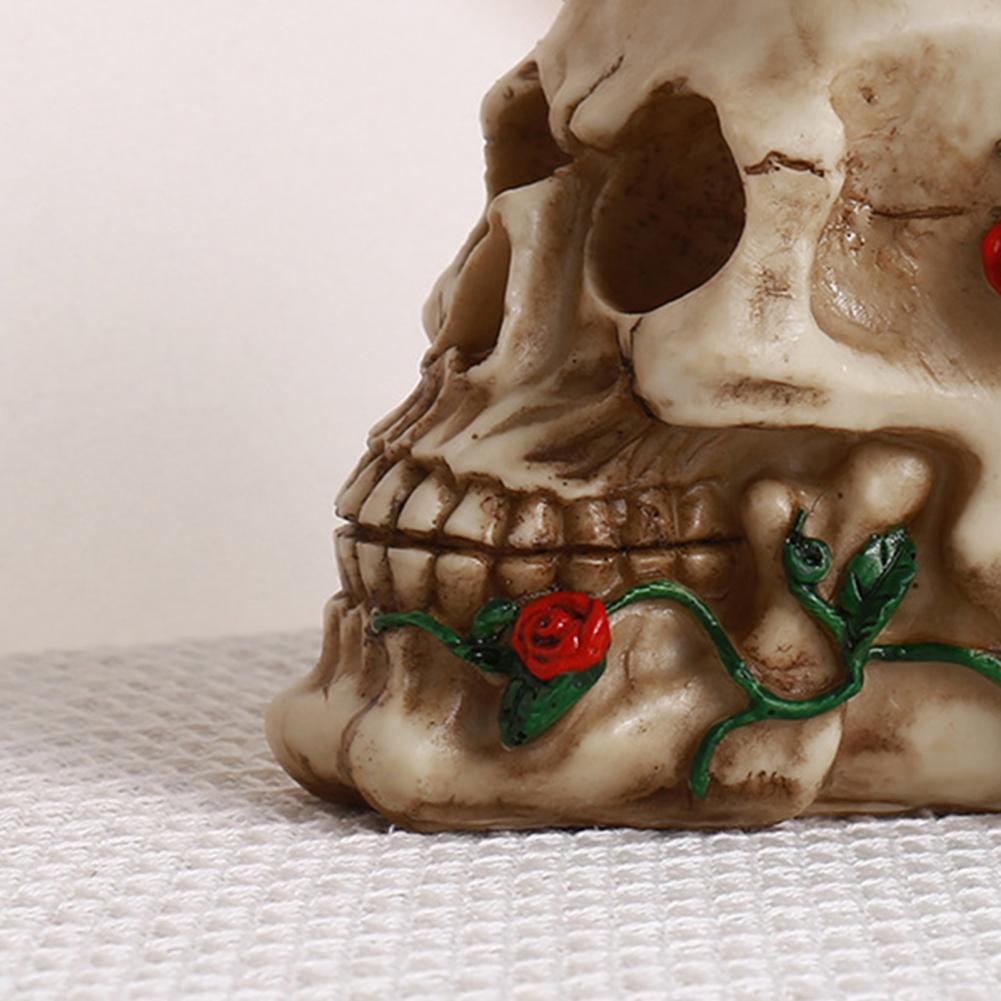 Róża Czaszka Statua Rzeźba Czaszki Dekoracja Stołu Domowego Czaszka z Różą Mała Róża Kwiat Pnącze Statua Szkieletu
