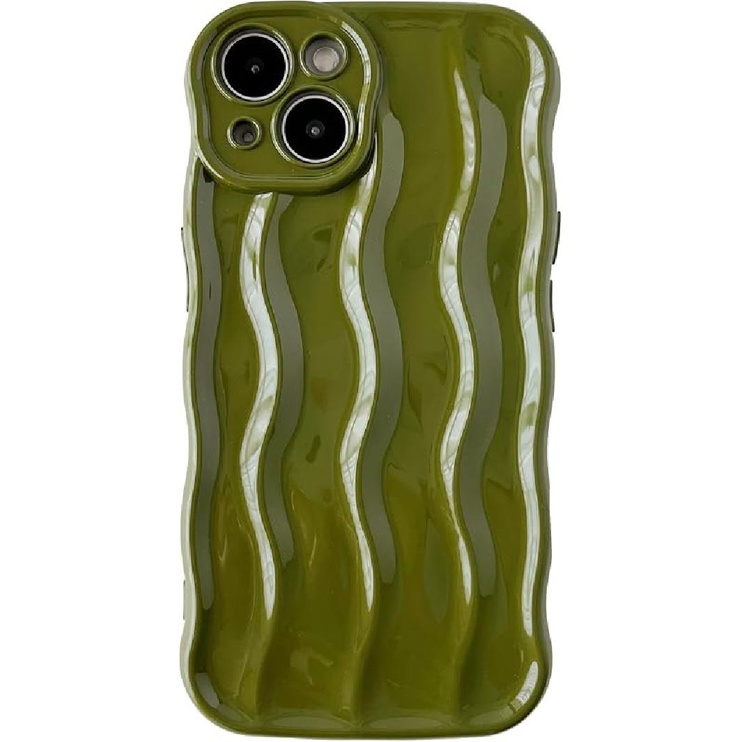 Caseative for iPhone 13 Case,Water Ripple Pattern Curly Wave Frame Soft Phone Case (White) iPhone 13
