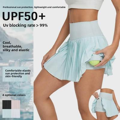 High Waist Pleated Sports Skirt: Yoga, Running, Badminton, Tennis - Anti-Exposure, One-Piece Short Skirt