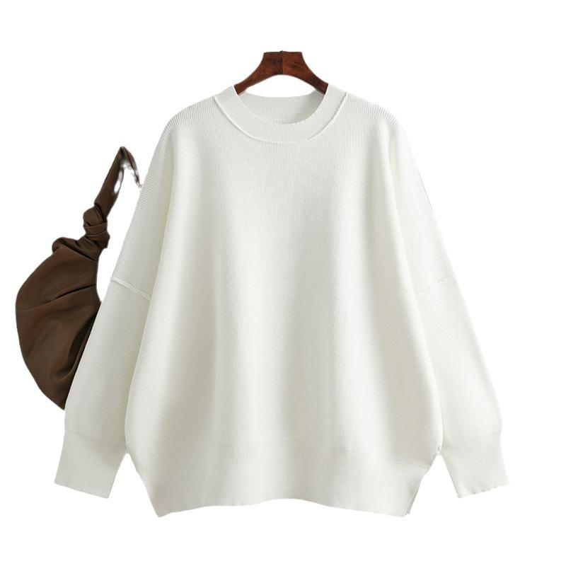 Frauen Herbst Winter Pullover Pullover Oansatz Volle Hülse Lose Oversize Strickwaren Dicke Einfarbig