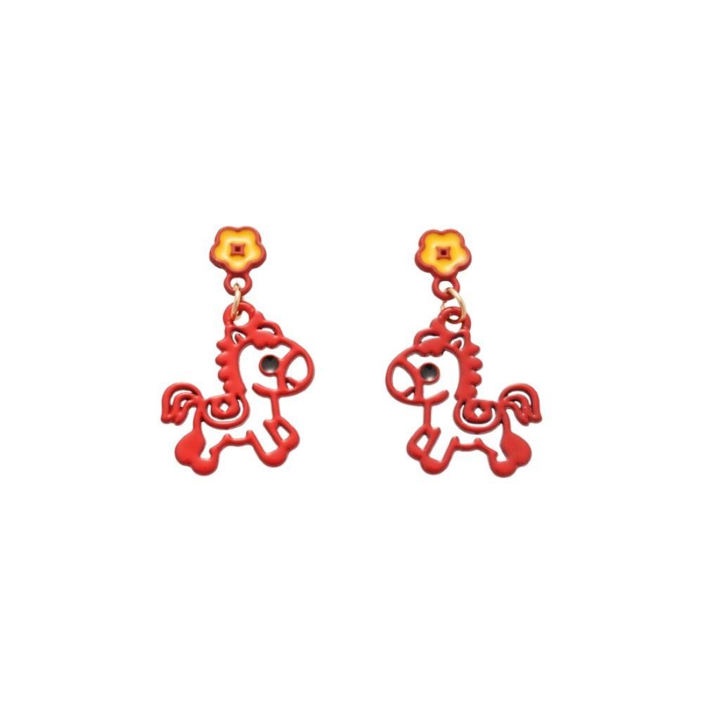 Bijoux de mode Boucles d'oreilles Cheval Nouvel An Boucles d'oreilles Pendantes Mascotte Cheval Cadeau Année du Cheval