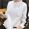 Men Shirt Contrast Colors O Neck Pullover All Match Spring T-shirt for Daily Wear