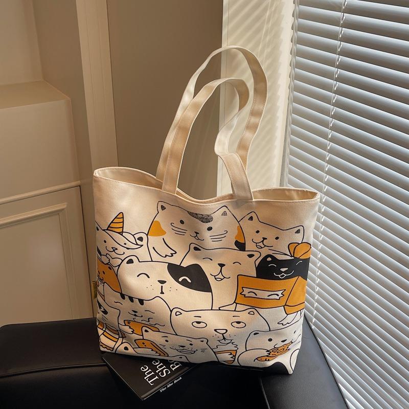 Tote Bag Women's Summer New Cute Cartoon Large-capacity Student Commuter Bag Shoulder Canvas Bag