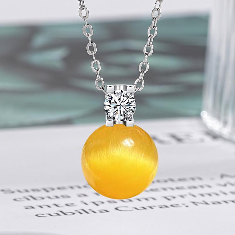 

Подвеска из циркона с камнем «кошачий глаз», ожерелье на ключицу для женщин