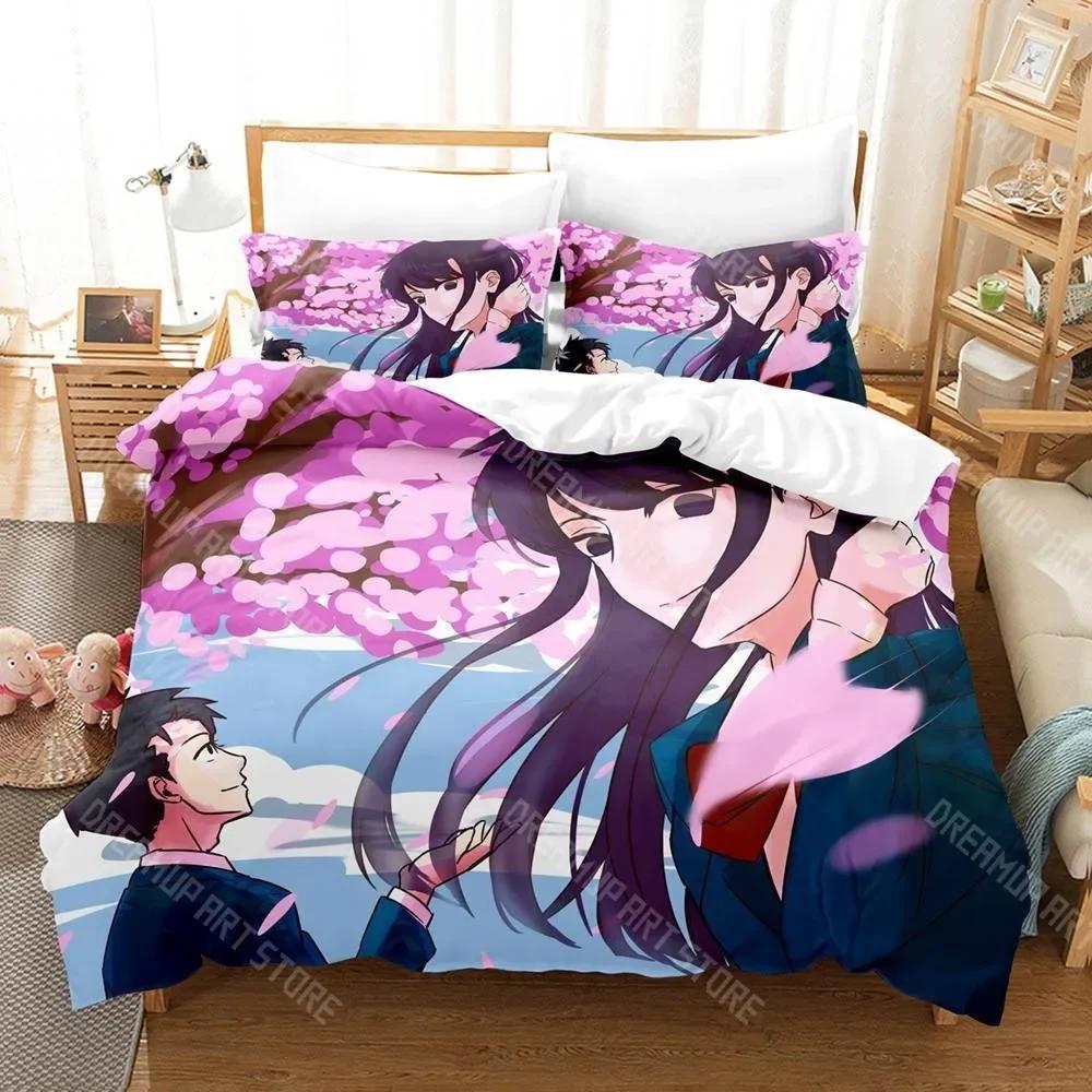 3D Print Komi Cant Communicate Bedding Set Single Twin Full Queen King Size Bed Set Aldult Kid Bedroom Anime Bed Sheet Set