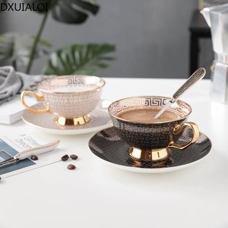 Coffee Cup Couple European Style Small Luxury Phnom Penh Teacup Flower Teacup Creative Cup and Saucer Small Exquisite 250ML