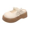 New Pearl Thick Bottom Heightening Muffin Non-slip Slippers Female Mary Jane Bow Spring Cute 2025 Bag Head Drag