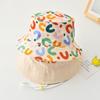 Cappello da Pescatore per Bambini Double Sided Lettera Carina Cappellino Panama per Bambini Nuovo Cappello da Pescatore per Bambini e Bambine