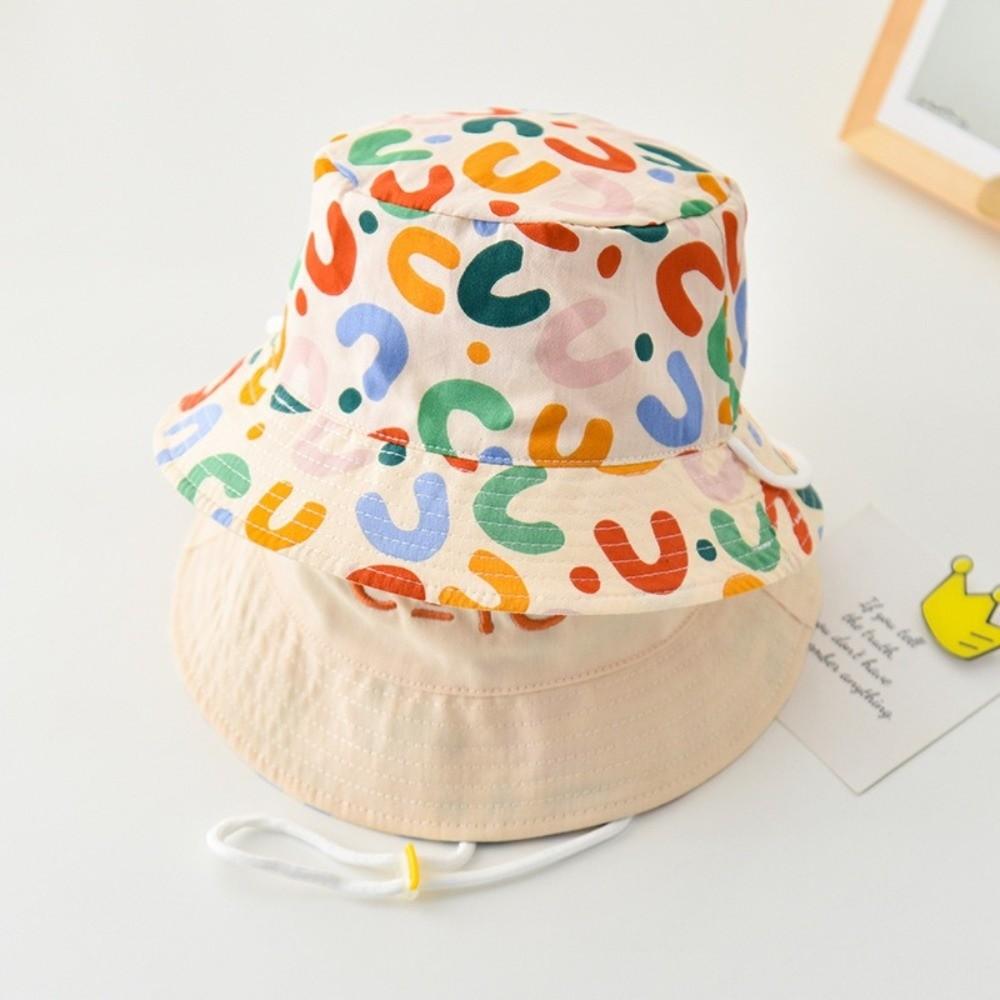 Cappello da Pescatore per Bambini Double Sided Lettera Carina Cappellino Panama per Bambini Nuovo Cappello da Pescatore per Bambini e Bambine