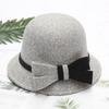 Autumn and Winter Women's Wool Hat Two-color Big Bow Basin Hat Elegant Temperament Felt Hat Top Hat