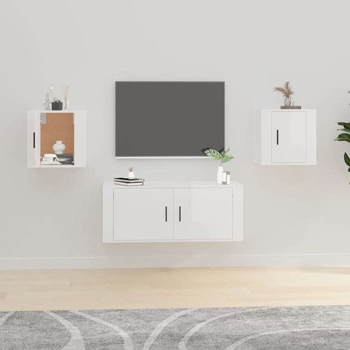 Maison Exclusive - Meubles TV muraux 2 pcs Blanc brillant 40x34,5x40 cm