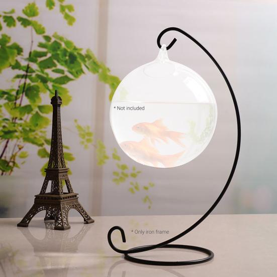 Elegant Moon Shape Basket Display Rack Beautiful Sturdy Wrought Iron Basket Display Stand Home