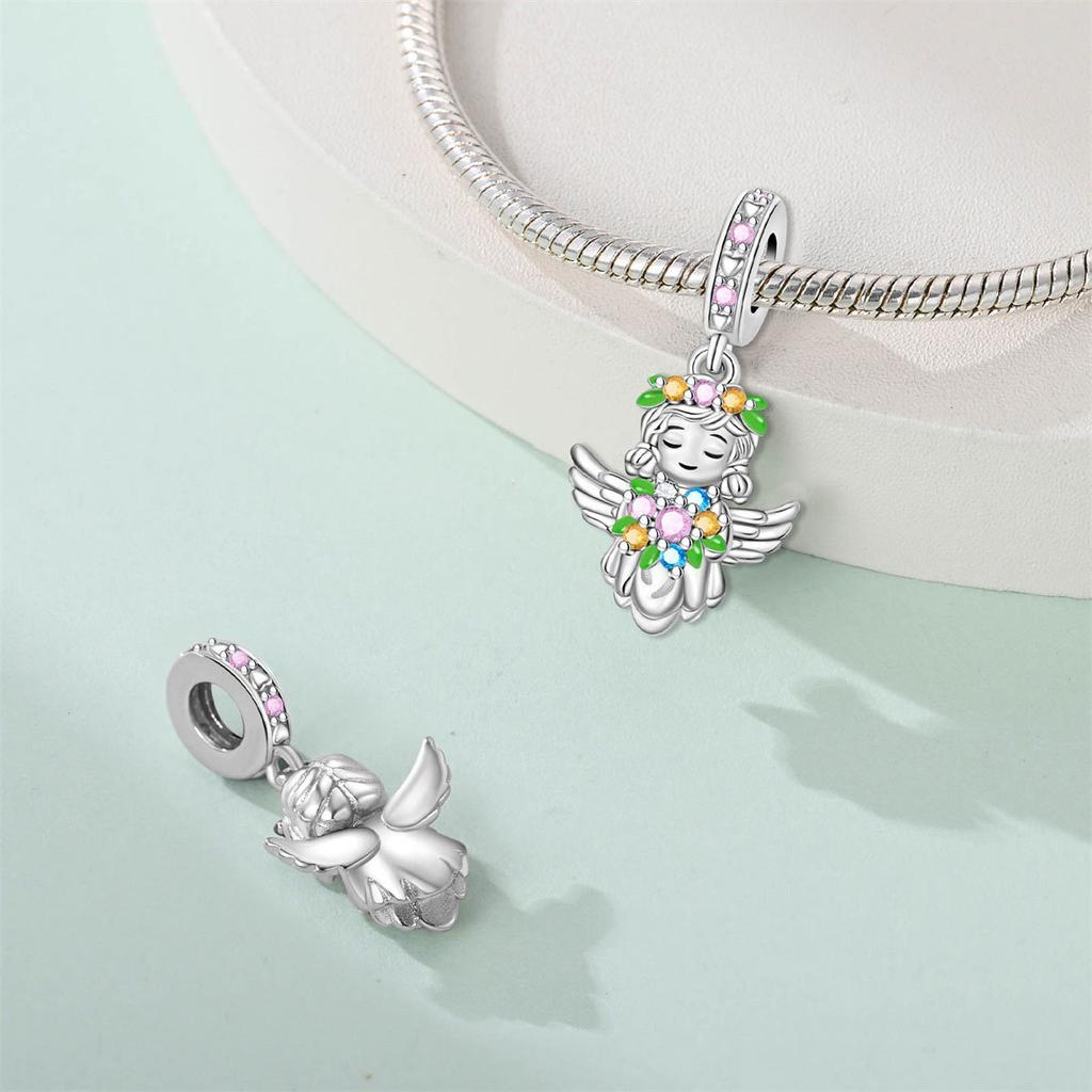 S925 Silver Spring Swallow Snail Beaded Pendant DIY Handmade Jewelry Accessories For Bracelet Necklace Charm