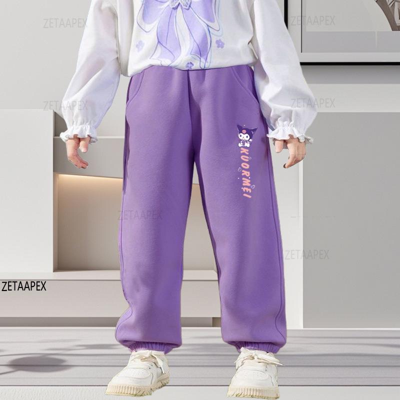 Plus Size Girls' Casual Fleece Sweatpants - Loose Fit for Spring and Fall