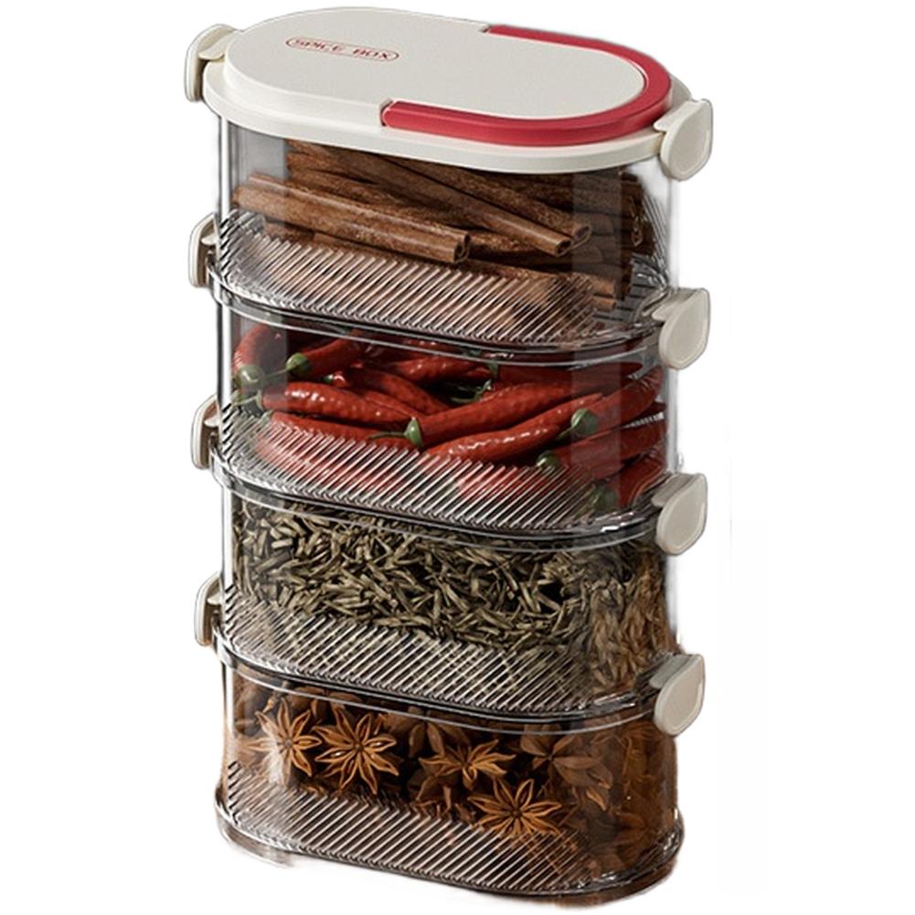 

4Pcs Stackable Airtight Spice Storage Container Kitchen Organizer For Herbs Grains Kitchen Container 15x8.5x24cm белый