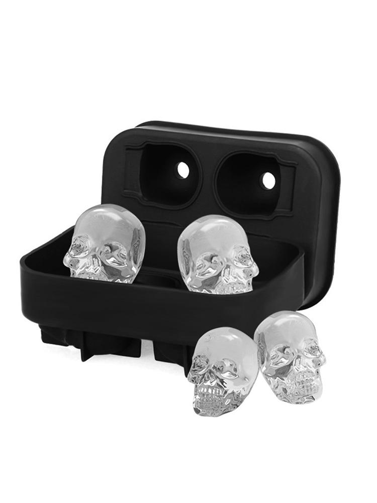 Skull Ice Ball Mold Silicone 3D Flexible Ice Cube Trays BPA Free Ice Trays For Freezer Horror Skull Head Cocktail Ice Ball Maker