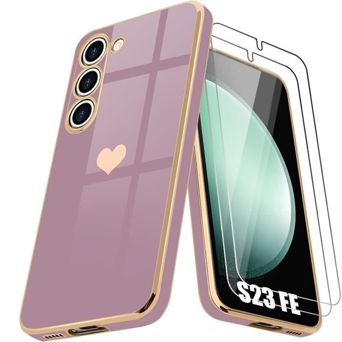 Coque - Booling - pour Samsung Galaxy S23 FE - TPU - Violet - Protection Antichoc - 2 Verres Trempés