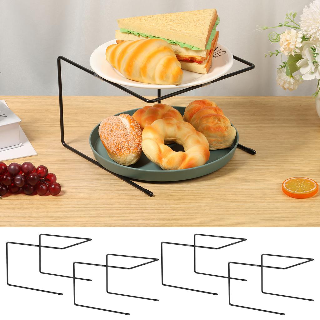 4Pcs Iron Pizza Rack Table Simple Storage Holder Dinner Plate Food Tray Stand Countertop Foldable Rack Cooling Bake Accessories