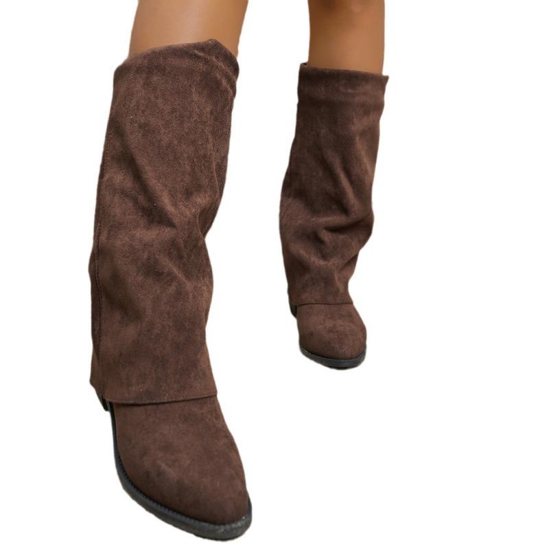 New Style Shoes: Casual Mid-calf Women's Shoes, Pointed-toe Boots That Don't Reach The Knee, and Fashionable Large-sized Boots