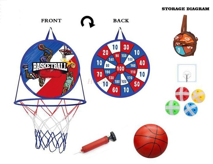 Children'S Foldable Basketball Rack Wall Mounted Two In One Non Punching Indoor Sports Sticky Ball Throwing