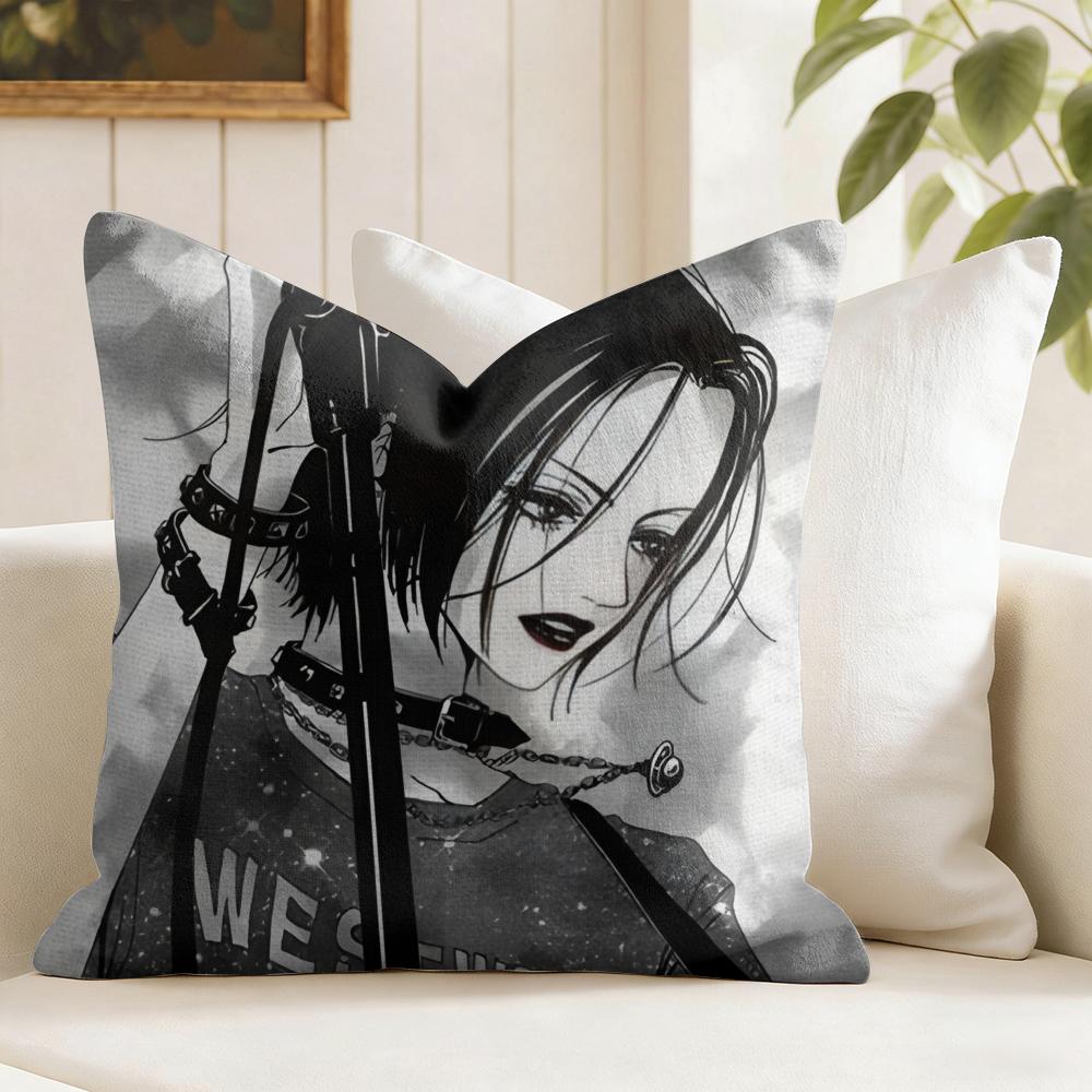 Anime Nnana Cushion Cover Natural Linen Double Sided Print  Throw Pillow Case for Sofa Couch Home Decor