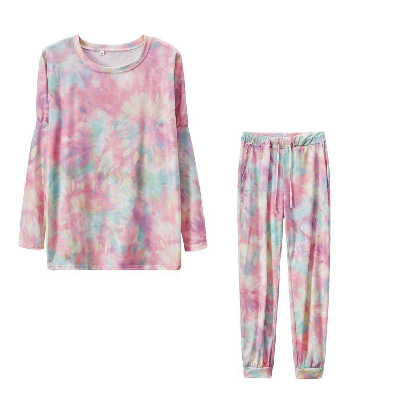 

Весенне-осенние женские спортивные штаны тай-дай, женская модная повседневная одежда, сексуальный топ, модный стиль, высококачественные брюки Pink S