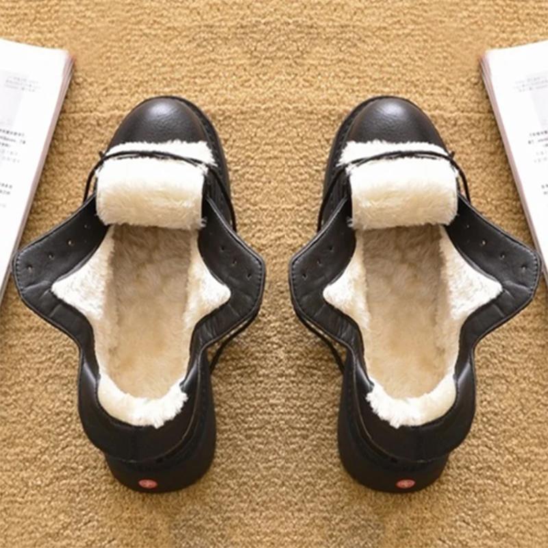 2025 Winter Women Snow Boots White Plush Inside Warm Winter Shoes Flat Non-slip Ladies Ankle Boots Black Red