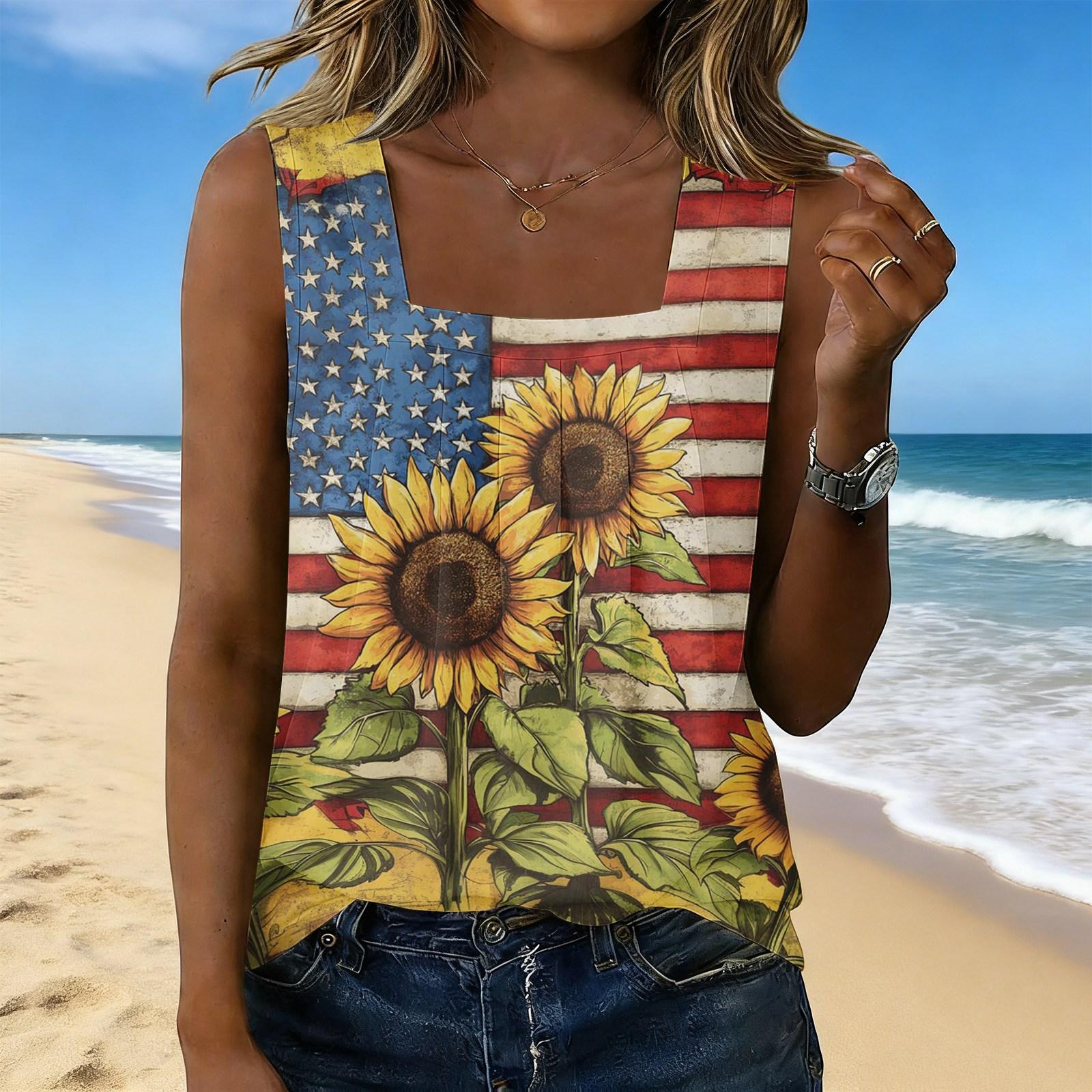 Women s Fashion Sexy Pleated Square Neck Sleeveless Vest Top M шафрановый