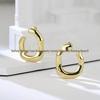 Song Jia Retro Gold Hoop Earrings: High-End Geometric Lines, Light Luxury Design