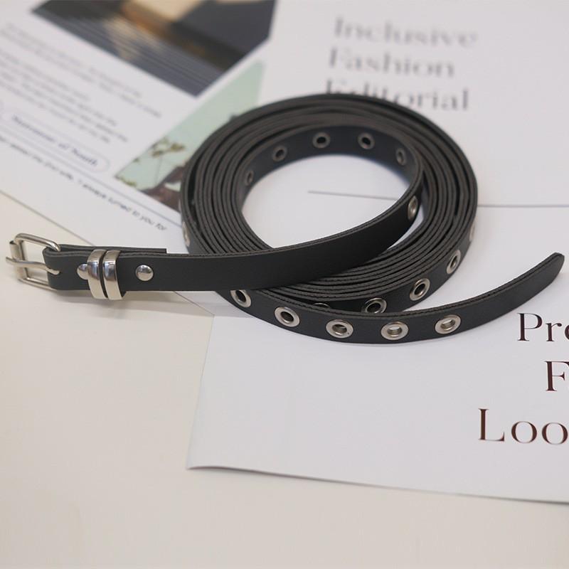 Slim Red Y2K Punk Belt Women No-Drill Installation PU Leather Dual-Layer Waistband Trendy Casual Accessory