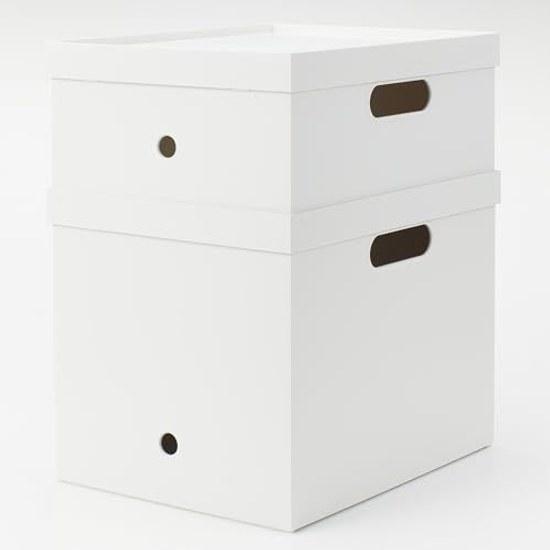 Scatola Porta Documenti Muji in Polipropilene Riciclato Standard 1/2 Circa Larghezza 25 Profondità 32 Altezza 12 cm / Grigio Bianco